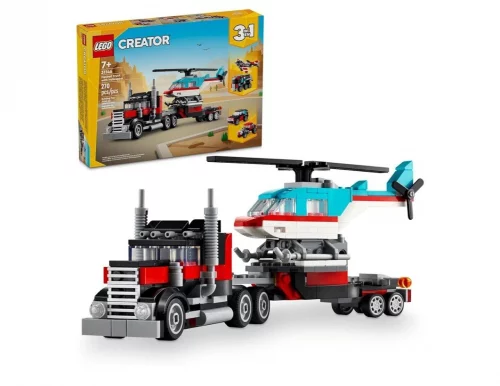 LEGO® Creator 3 em 1 – Caminhão Plataforma com Helicóptero Jogo de Carro Hot Rod 31146