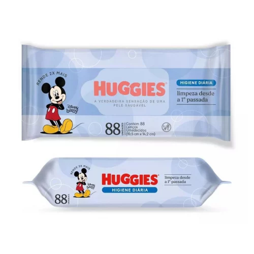 Lenços Umedecidos Huggies Higiene Diária Rendem 2x Mais 88 Unidades