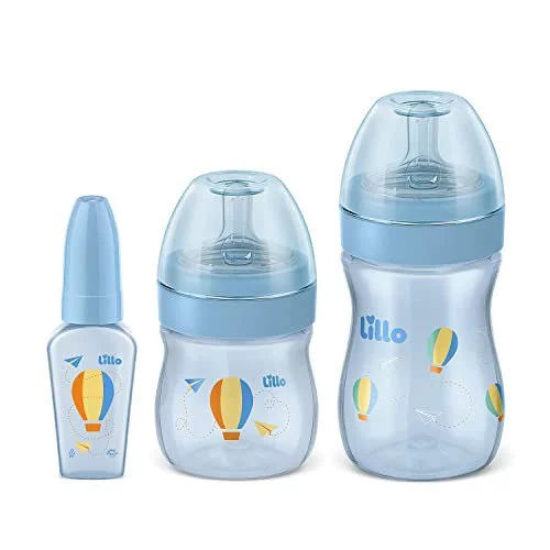 👉🏻 Lillo Kit De Mamadeira Primeiros Passos 50/150/240Ml Azul -