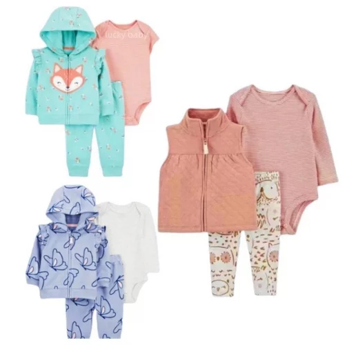 Lucky baby roupa bebê menina inverno caterr/Kit 3 Peças Trio Inverno Blusa e Calça