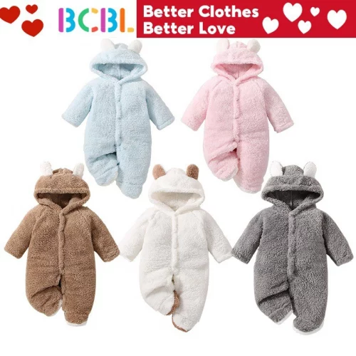 > 🛍 Macacão De Inverno Para Bebês De Manga Comprida Com Capuz Roupas De Criança
