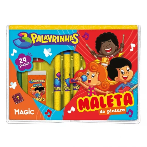Maleta kit de pintura 24 peças - 3 Palavrinhas
