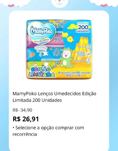 🛍️MamyPoko Lenços Umedecidos Edição Limitada 200 Unidades