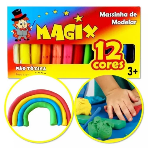> Massinha de Modelar 180g - 12 Cores Colorida magix unidade