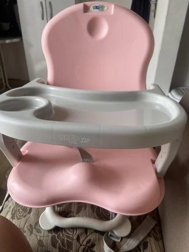 Maxi Baby Cadeira De Alimentação Portátil P/Bebê Zip Rosa e Cinza