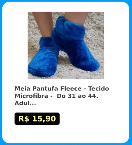 🛍Meia Pantufa Fleece - Tecido Microfibra -  Do 31 ao 44. Adulto - Unisex