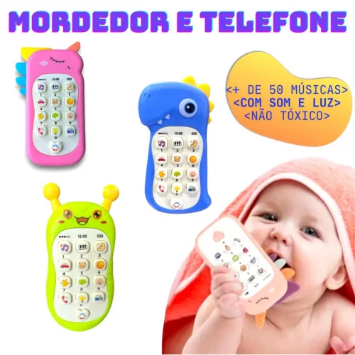 Mordedor e telefone celular infantil