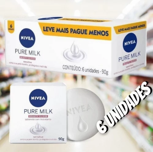 NIVEA Sabonete em Barra Pure Milk Sensitive Promo 6 un. 90g