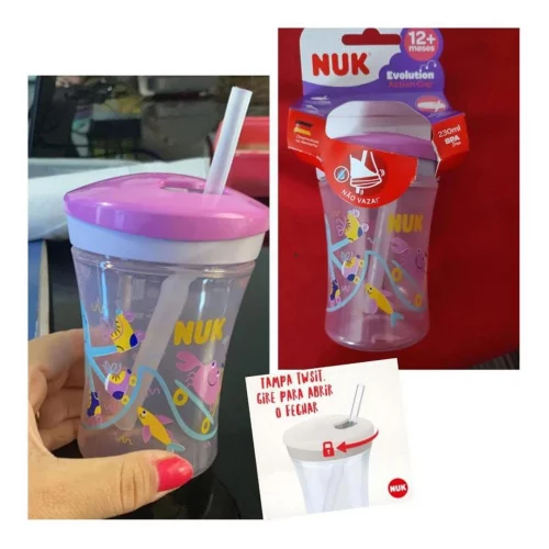 NUK Copo Action Evolution Com Canudo 230 Ml Girl - Roxa