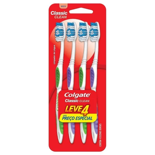 Pack 4 un. Escova Dental Classic Clean