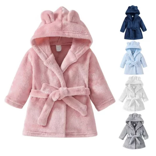 Roupão de Bebe Infantil Quentinho com Capuz e Cinto Tecido Plush Antialérgico