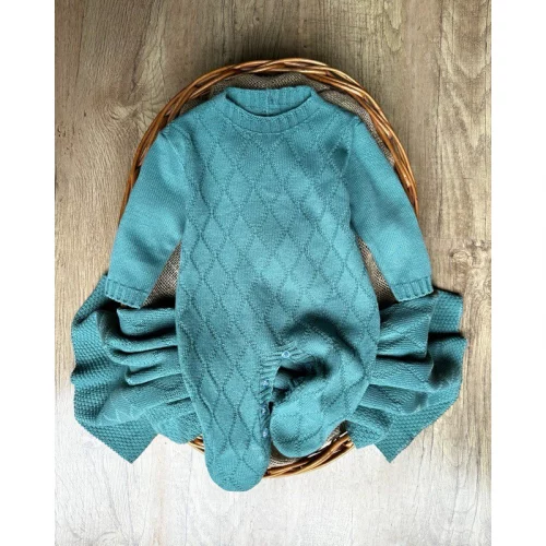 Saída de maternidade tricô verde pistache aconchego