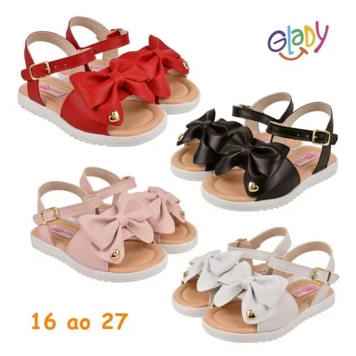 Sandália Infantil Menina Casual Luxo Com Laço Coração Super Confortável Qualidade Premium - 16 ao 27