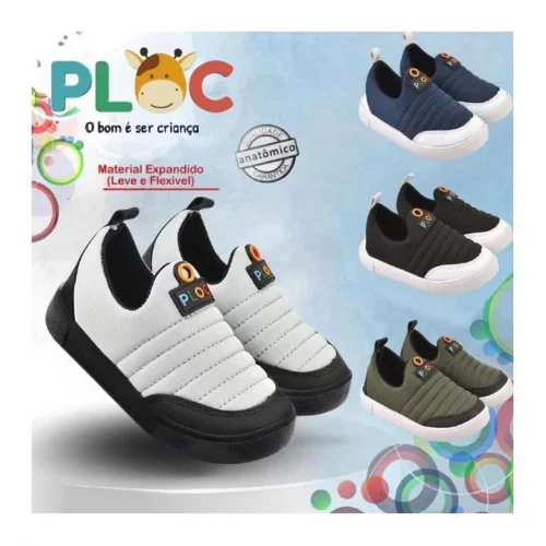 Tênis Ploc Street Calce Fácil Slip On Flat Anatômico Cinza Com Preto