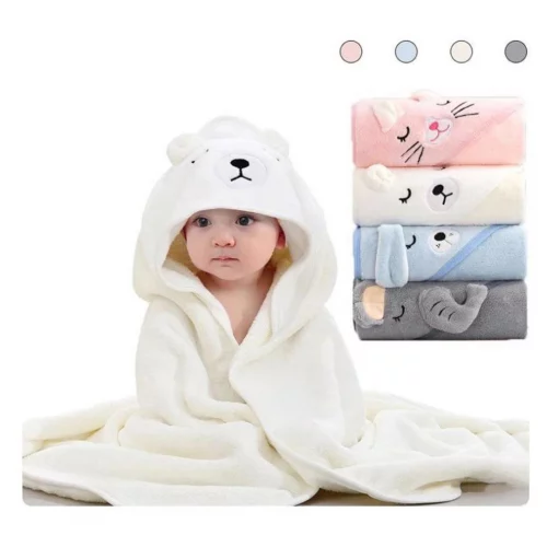 Toalha De Banho Felpuda Infantil Bebe Bichinhos Grande Capuz