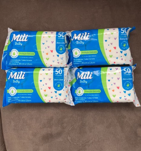 Toalhinha Umedecida Mili Proteção Delicada 50 unidades