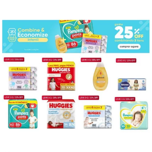 25% OFF combinando 3 ou mais itens