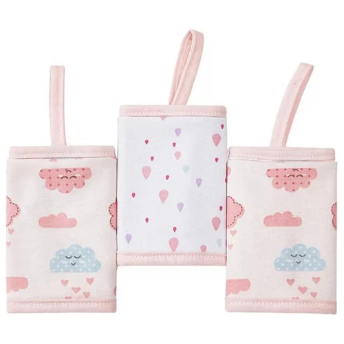 3 Paninhos de Boca Com Prendedor de Chupeta Rosa - Papi Textil