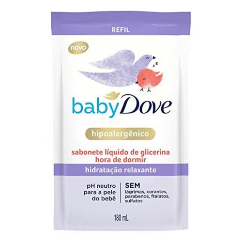 Baby Dove Sabonete Líquido De Glicerina Hidratação Relaxante Hora De Dormir Sachê 180Ml Refil