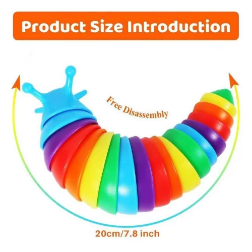 Brinquedo Sensorial Fidget Slug Lagartas Arco-Íris para Crianças e Adultos Alívio de Estresse