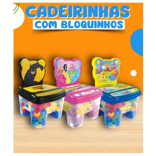 Cadeiras Infantil Blocos De Montar Brinquedos Educativos 24 Peças Grandes