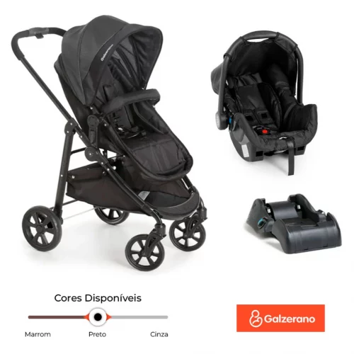 Carrinho de Bebê Olympus Moisés Passeio 3 em 1 Travel System Galzerano