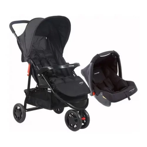 Carrinho Travel System + Bebê Conforto Delta Duo Pro Preto - Voyage