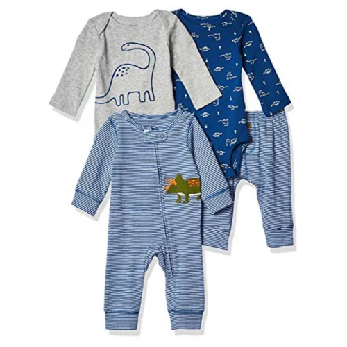 Carter's Conjunto de presente de 4 peças para bebês meninos, Dino azul, 3 Meses
