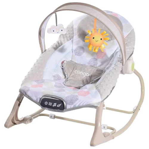 Clingo Cadeirinha Musical para Bebês, Base Estável, Encosto Reclinável