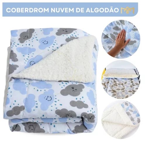 Coberdrom Pra Bebê Cobertor De Berço Sherpa Dupla Face Infantil Estampado Manta Macia Premium