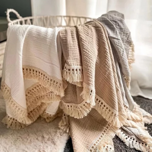 Cobertores De Algodão Para Recém-Nascidos Tassel/Envoltório De Swaddle Wrap Baby Sleeping Quilt Bed Cover