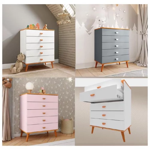 Cômoda Infantil Bartira Ternura com 5 Gavetas