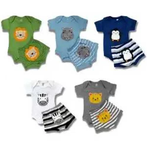Conjunto de Body e Short Bebe Manga Curta Menino 100% algodão