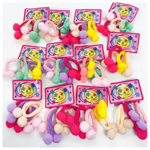 Elástico pom pom,xuxinha, rabicó, para cabelo Com Enfeite  48 Peças