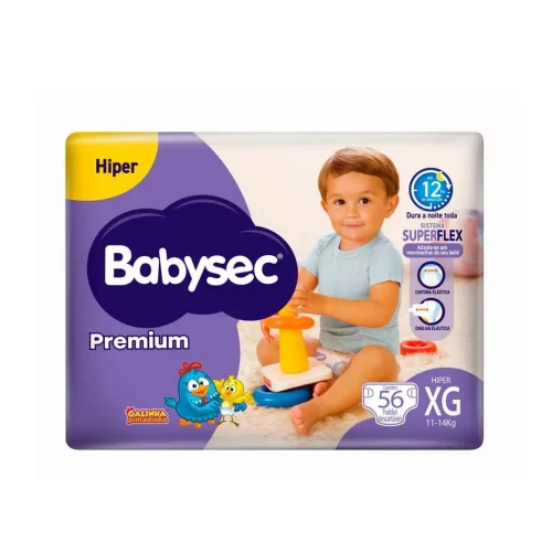 Fralda Babysec Galinha Pintadinha Premium XG com 56 Unidades