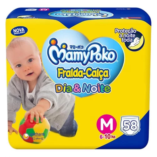 Fralda-Calça MamyPoko Dia&Noite M 58 Unidades