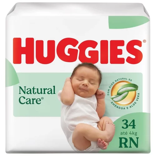 Fralda Huggies Natural Care Premium RN 34 Un (Embalagem pode variar)