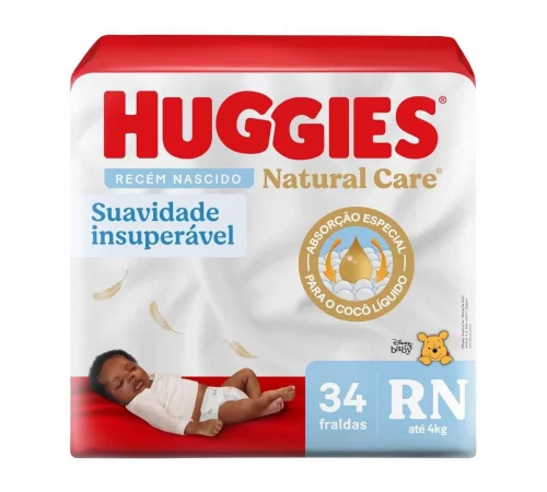Fralda Huggies Natural Care RN 34 unidades