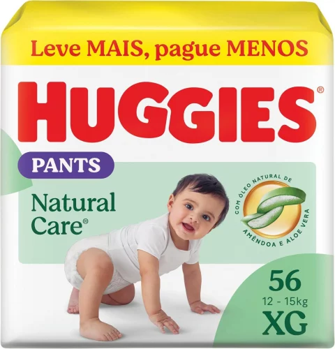 Fralda Huggies Natural Care Roupinha XG 56 Unidades.