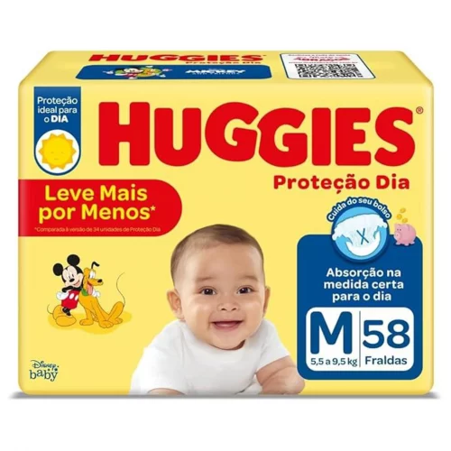 Fralda Huggies Proteção Dia M - 58 Unidades