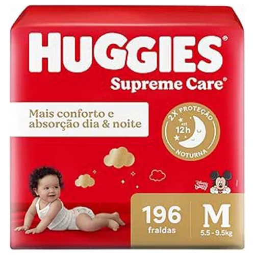 Fralda Huggies Supreme Care M com 196 Unidades