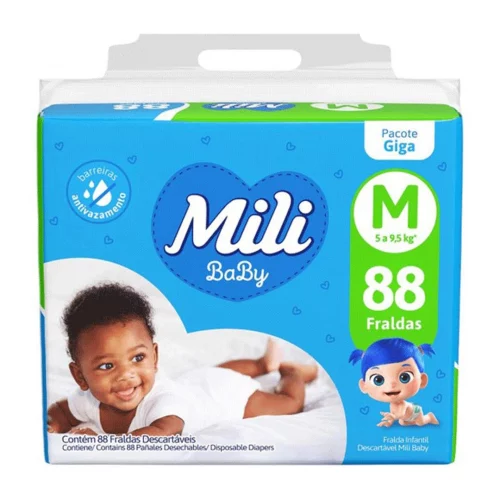 Fralda Mili Baby Giga M com 88 unidades