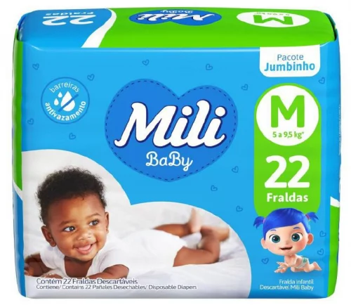 Fralda Mili Ultra Seca Jumbinho M 22 Unidades