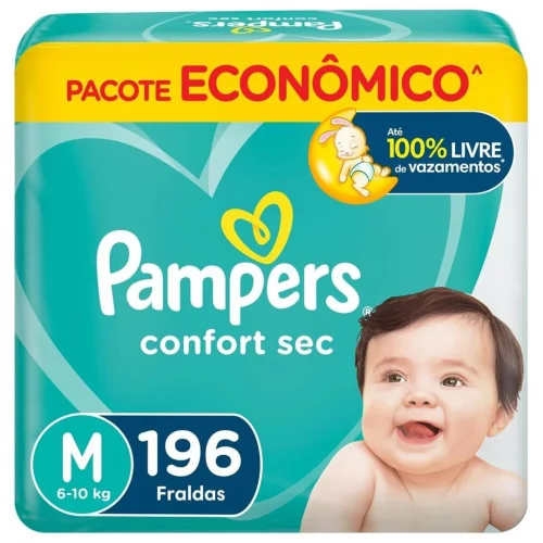 Fralda Pampers Confort Sec M 196 Unidades