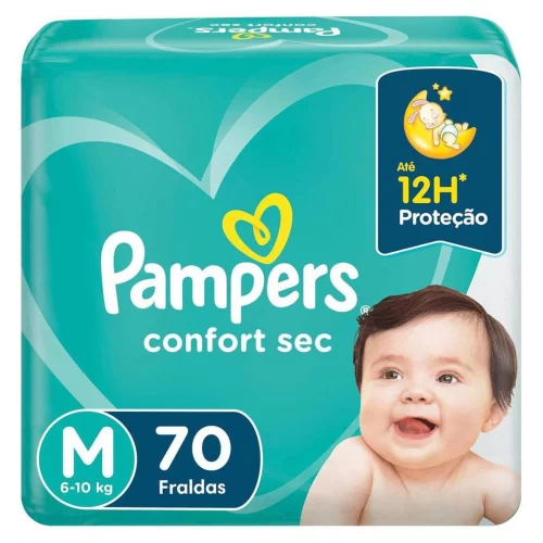 Fralda Pampers Confort Sec M - 70 fraldas