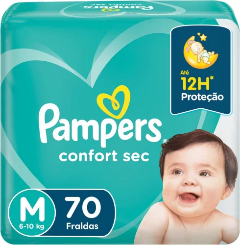 Fralda Pampers Confort Sec M - 70 unidades
