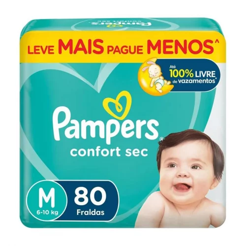 Fralda Pampers Confort Sec M 80 Unidades