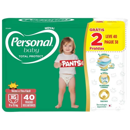 Fralda Personal Baby Pants Total Protect XG 40 unidades
