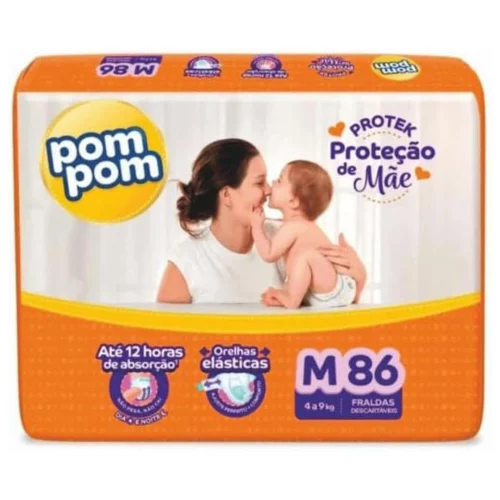 Fralda Pom Pom Protek Proteção de Mãe M com 86