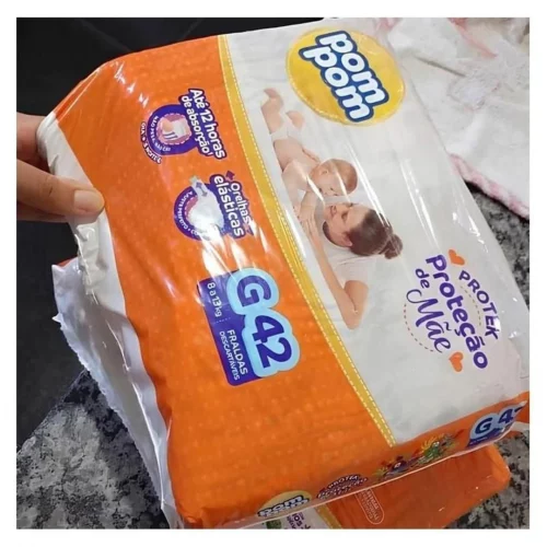 Fralda Pom Pom Protek Proteção de Mãe Mega G 42 Unidades
